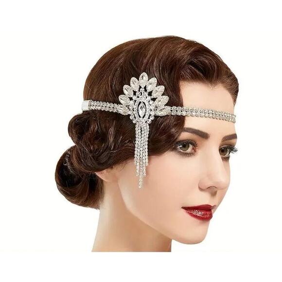 Rhinestone Flapper Gatsby Headband 1920s Flapper art deco roaring 20's headband - Picture 1 of 7